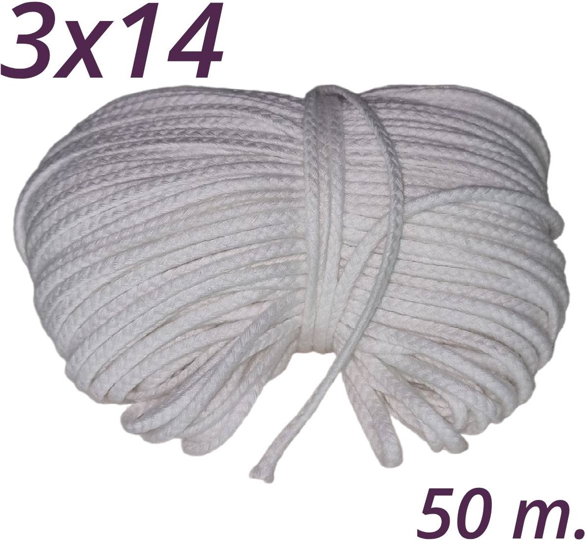 Kaars Lont | maat 3x14 | 50 meter | wick | Pit | Wiek | Kaarsenlont